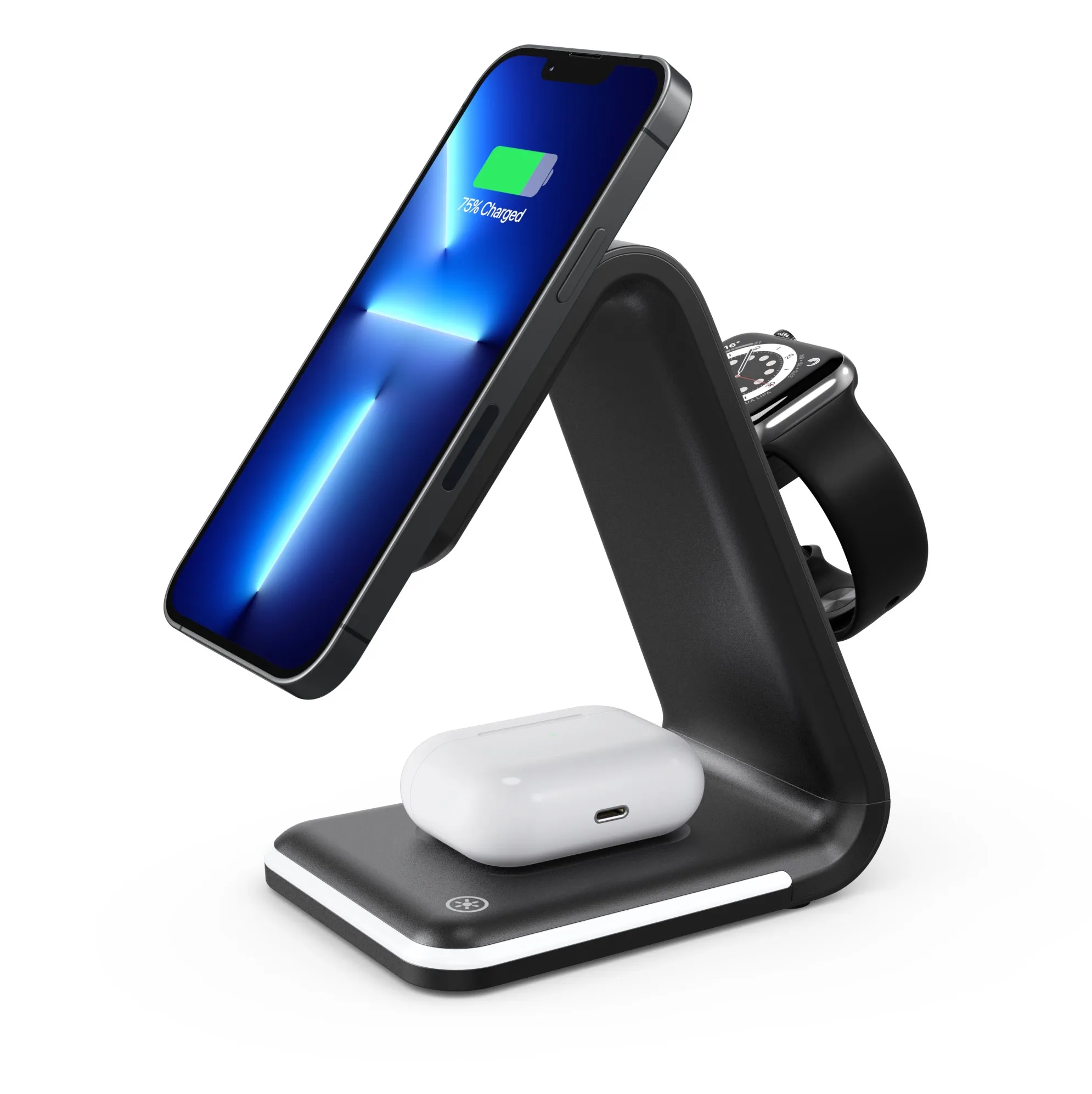 2022 New Product Best Wireless Charger 3 in One Charger Lamp Wireless Charger Stand For Iphone 13, Black / white and customize
