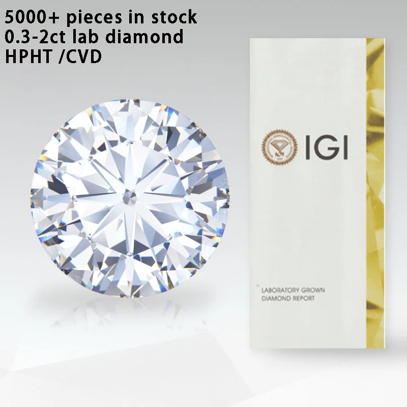 

IGI certified D E F color VS clarity 0.5ct 1ct 2ct size excellent quality well polished diamond man made lab grown diamond