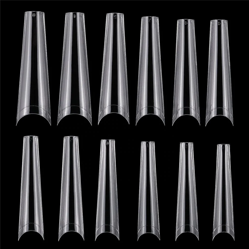 

600 pcs C-Curve XXL Long Ballerina Extra Long Coffin Clear Acrylic Nail Tips for Nail Salons and DIY Nail Art, 2 colors