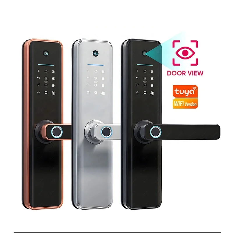 

Biometric Fingerprint Lock Digital Security Tuya WIFI Password Keyless Door Lock With camera