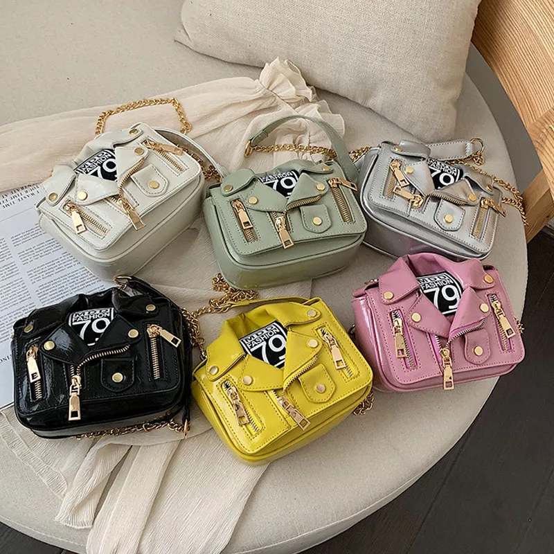 

Designer Chain Motorcycle Clothing Shoulder Rivet Jacket crossbody Bags Messenger Bag Women Leather Handbags