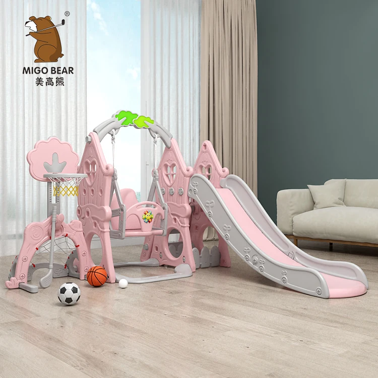

Non-toxic Kids Playground Plastic Slides Sliding Toys Baby Slide And Swing, Pink/blue