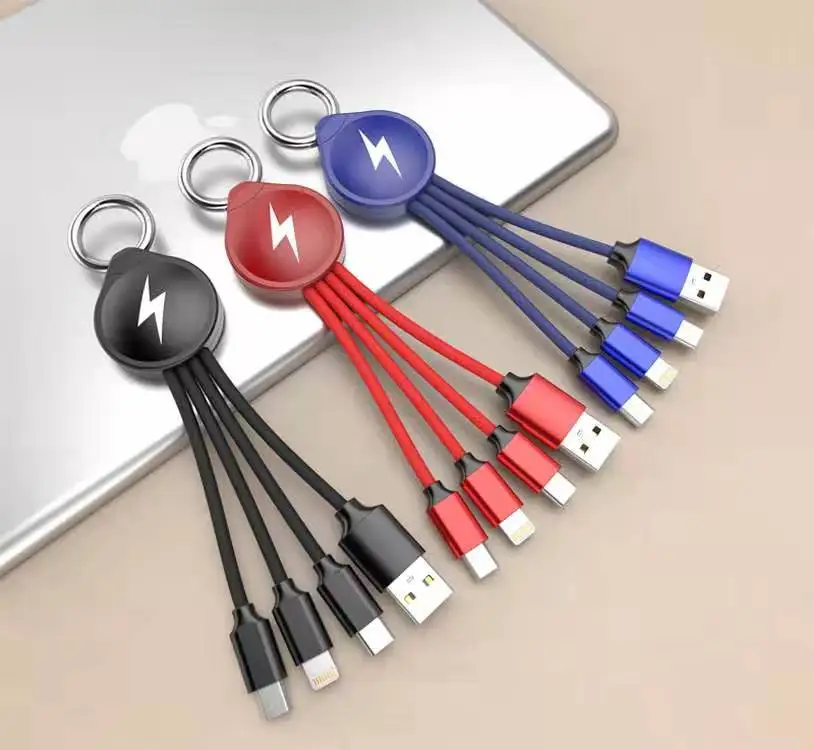 multi travel lightup keychain usb cable 3 in 1 usb cable white - ANKUX.COM