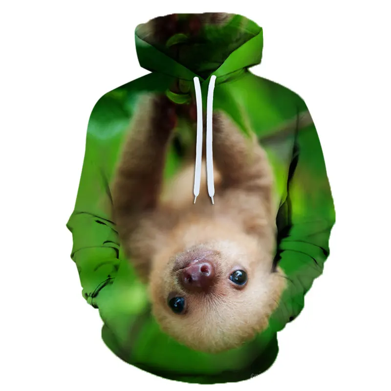

3D men polyester sloth hoodie sweater