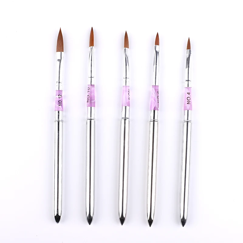 

New Style Nylon Hair Metal With Sea Wave Handle Flat Nail Brush Nail Art Gel Liner Brush, Pictures showed