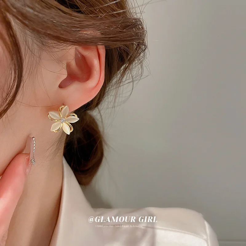 

fashion quality opal flower women s earrings studs