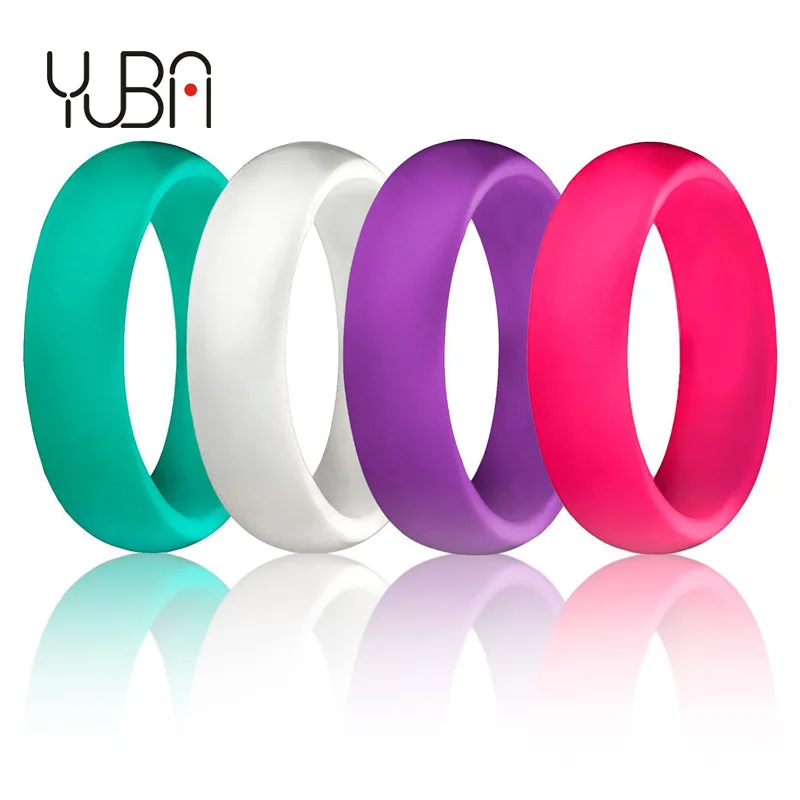 

5.7MM 4 pcs Ring Set Wedding Silicone Rings for Women Girl Unique Design Breathable Rubber Ring Fashion Jewelry Comfort Fit