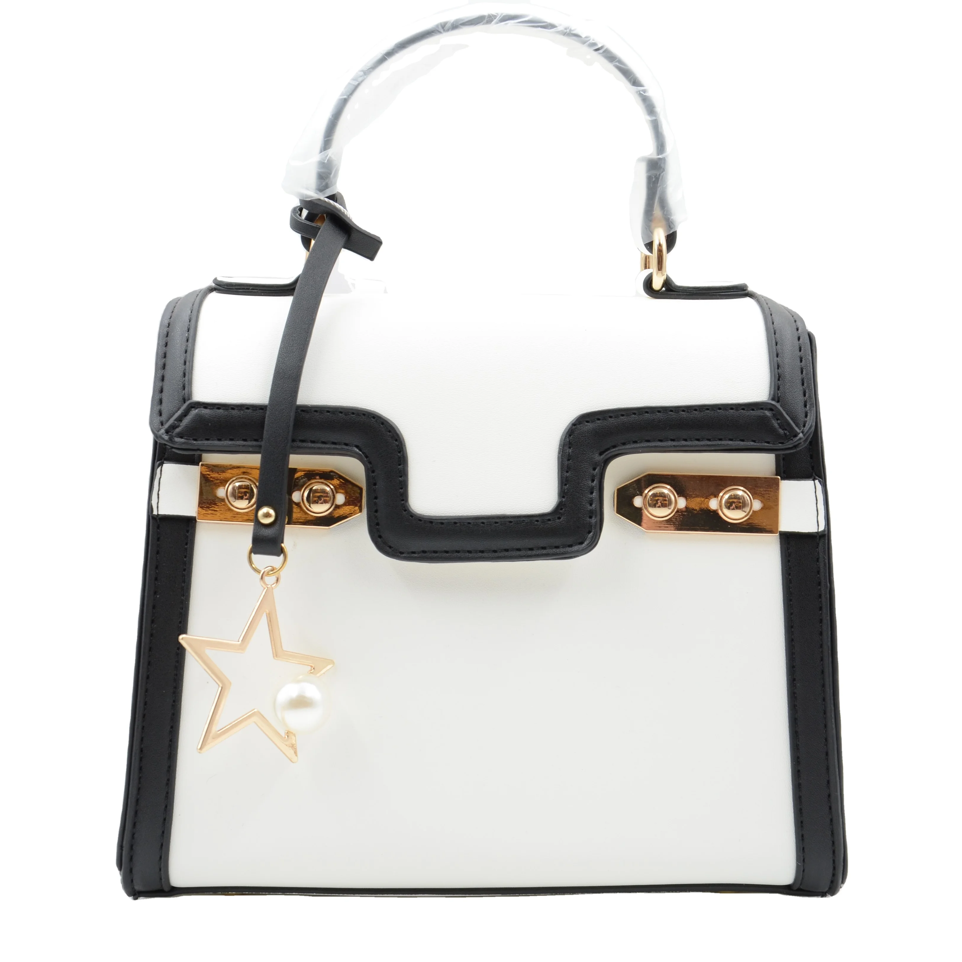 

Classic Designer Style Custom Handbag Women Polyester Lining White Pu Leather High Quality Crossbody Shoulder Flap Bag