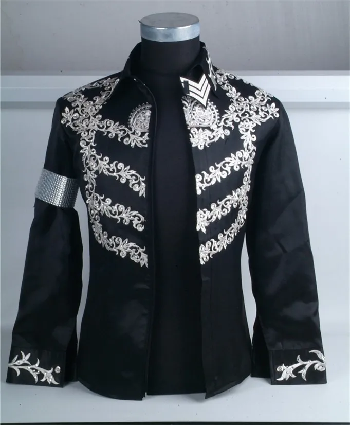 

Custom Made New MJ Professional Cosplay MICHAEL JACKSON Costume This is it Black Jacket Diamond Shirt