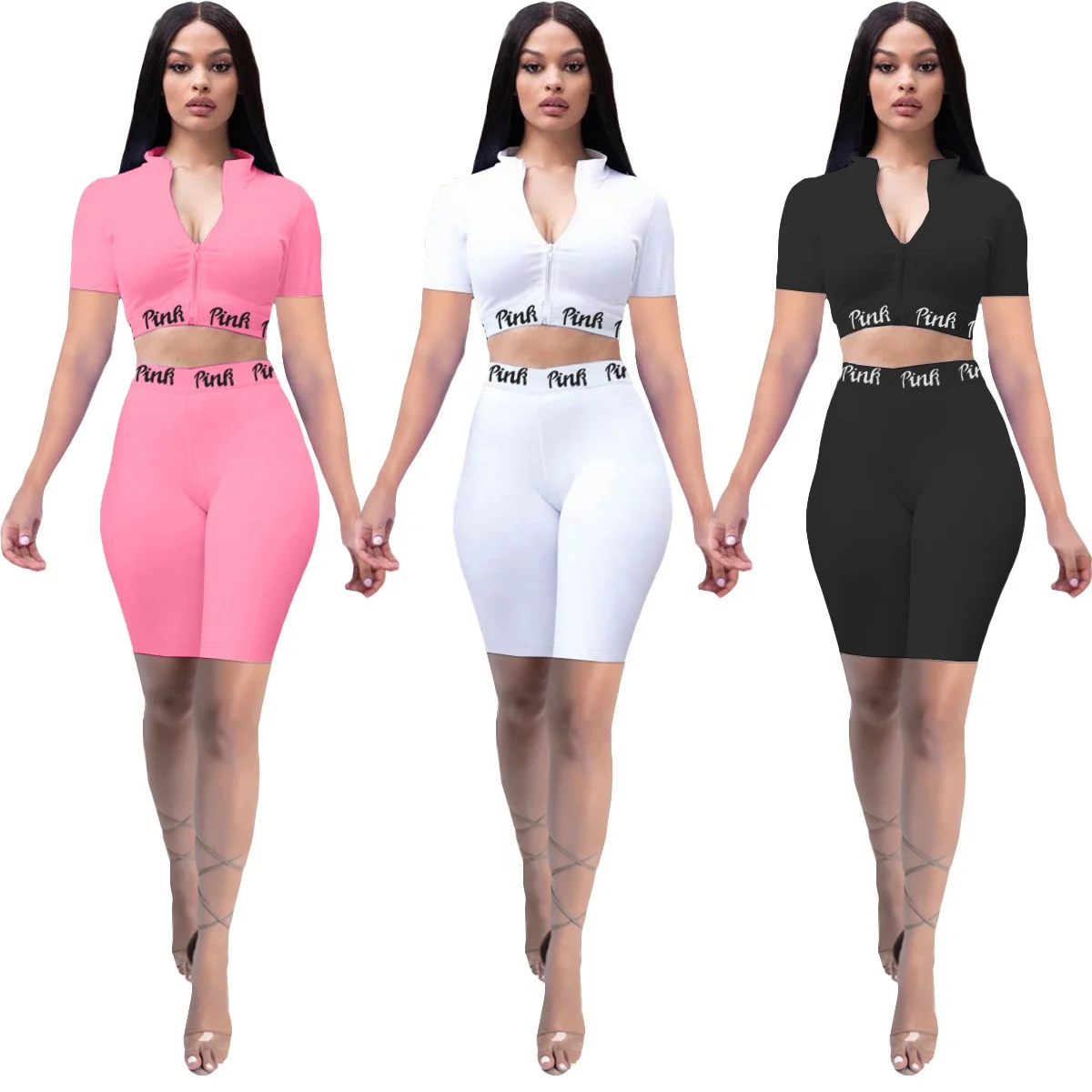 

MT09-240 Wholesale women clothing sets sexy solid color tight-fitting short-sleeve yoga two-piecewomen sports suit