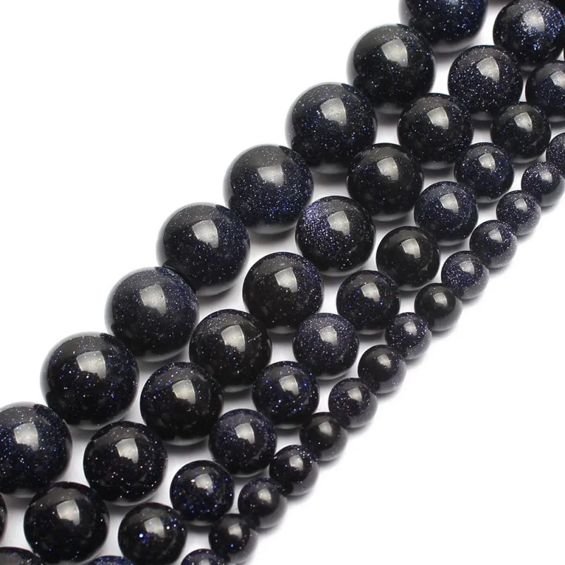 

4MM 6MM 8MM 10MM 12MM Natural Blue Sand Stone Beads Round Loose Beads for Needlework Jewelry Making