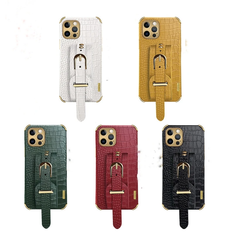 

2022 Newest Crocodile Phone Case With Hand Strap For iPhone 13 Pro Max For Woman Leather Wristband Back Case For iPhone 12 11 XR