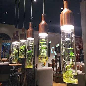 Restaurant Bar Water Glass Lamps Light Hanging Fixtures Plants Chandeliers LED Lighting