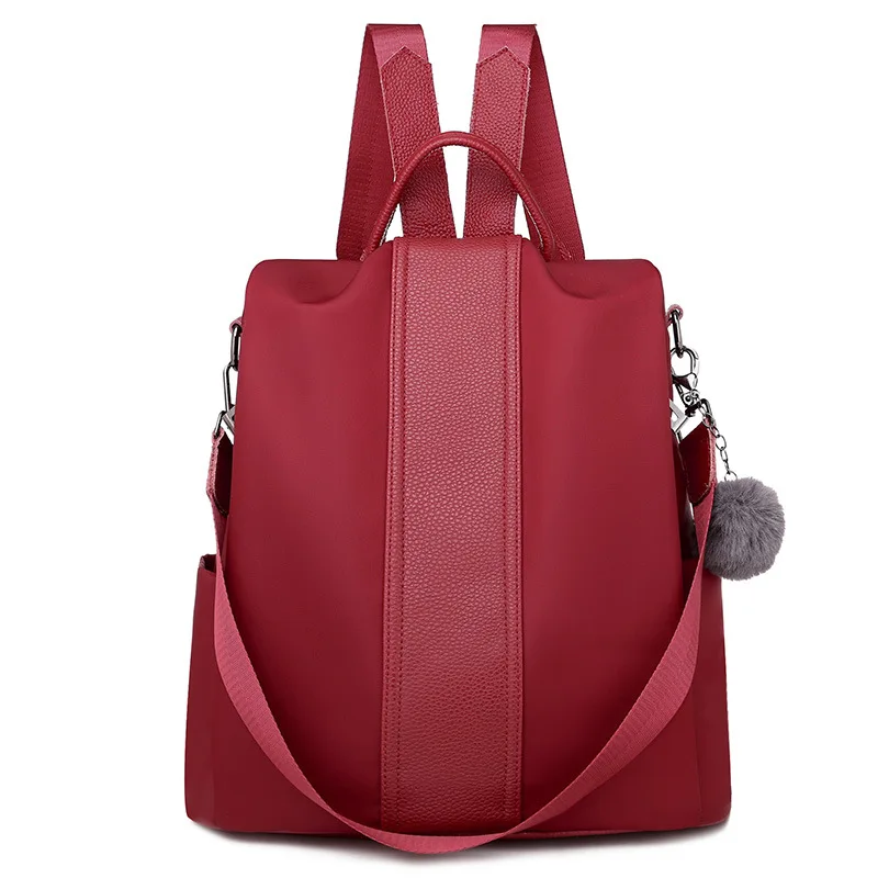 

Red light waterproof anti theft rear opening oxford backpacks with ornaments