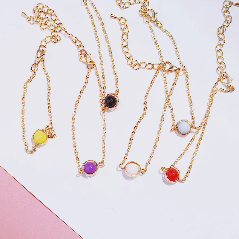 

Wholesale Zinc Alloy Gold Chain Beaded Bracelet Girls Women's Jewelry, Picture