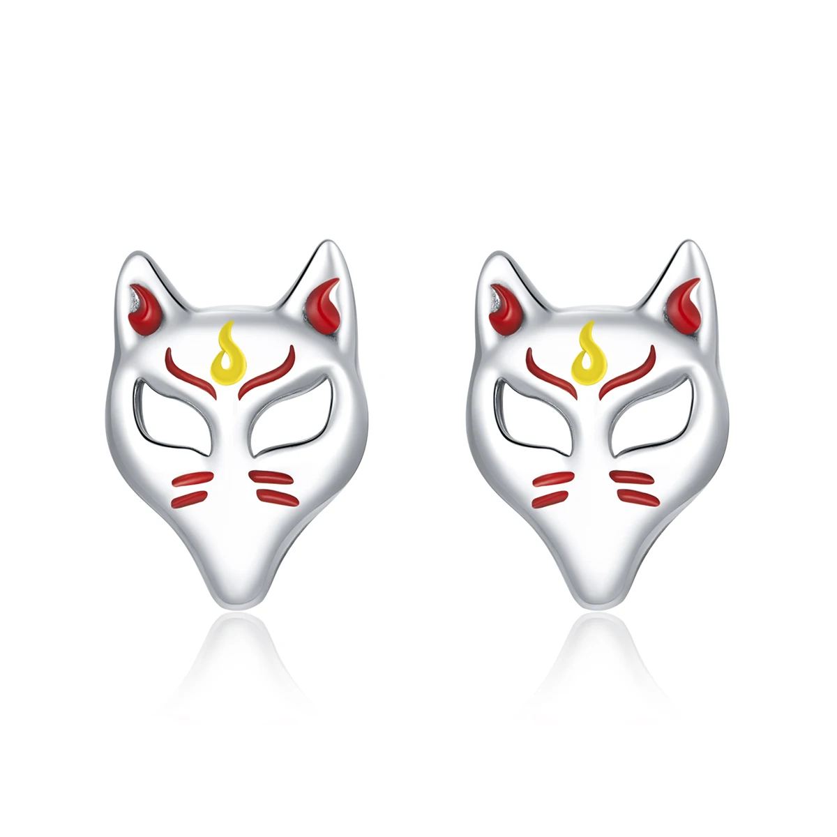 

New trendy 925 silver fox mask stud earring with cheap price