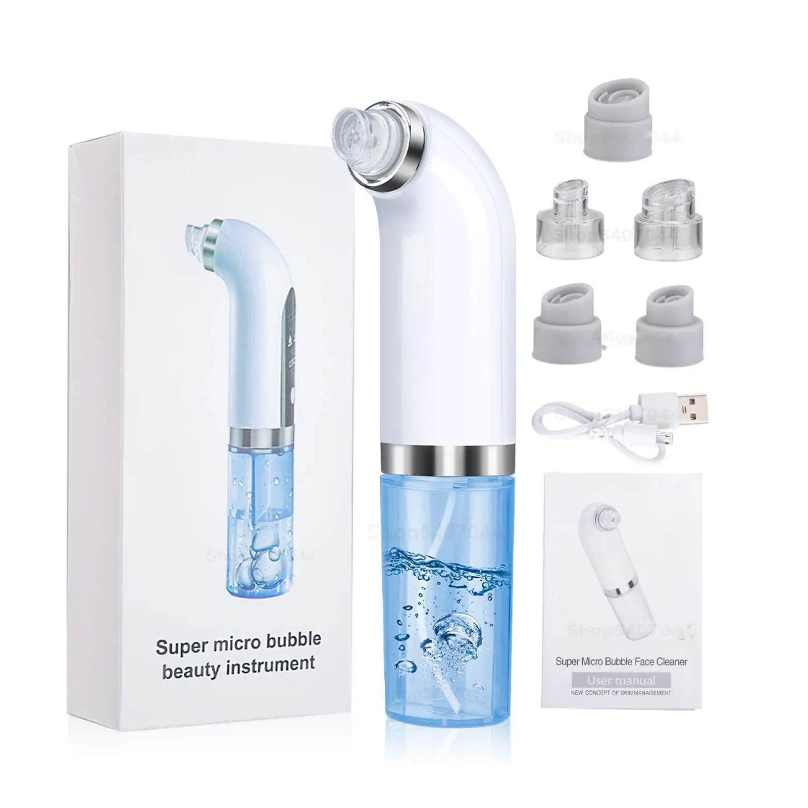 

Electric Small Bubble Vacuum Blackhead Remover USB Rechargeable Micro Bubble Face Vacuum Pore Cleanser, White