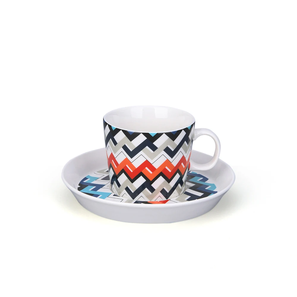 Porcelain European Unique Colorful Strip Cup And Saucer Set Buy