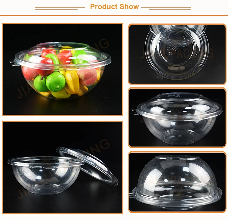 Ensaladera de cristal transparente para frutas y verduras con recipiente de hielo seco BESTONZON tamaño mediano 