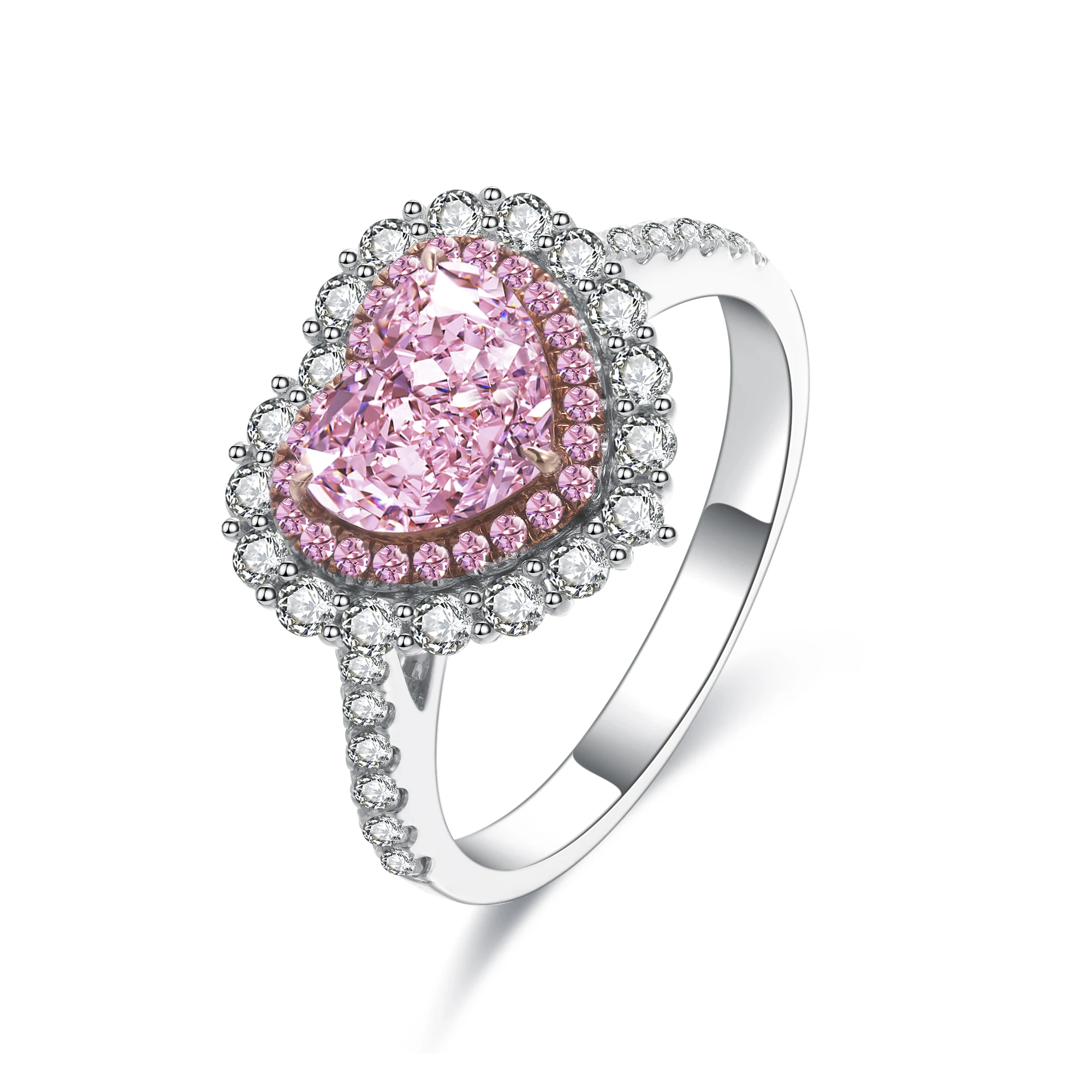 

1.0ct heart shape simulated pink diamond 9k gold rings Wedding Diamond ring, Optional yellow, pink, white, blue