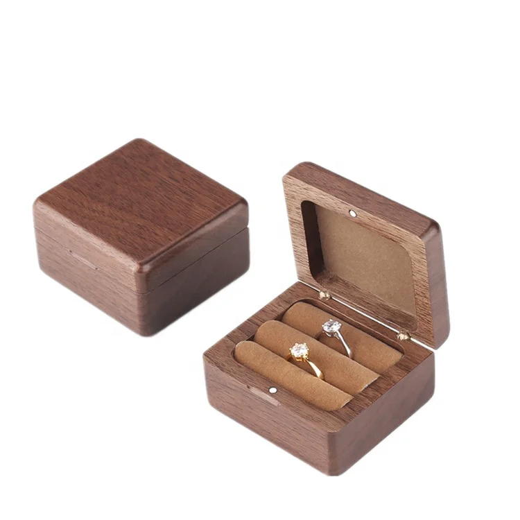 

Wooden Double Ring Box Decorative Jewelry Box Gift, Wood color
