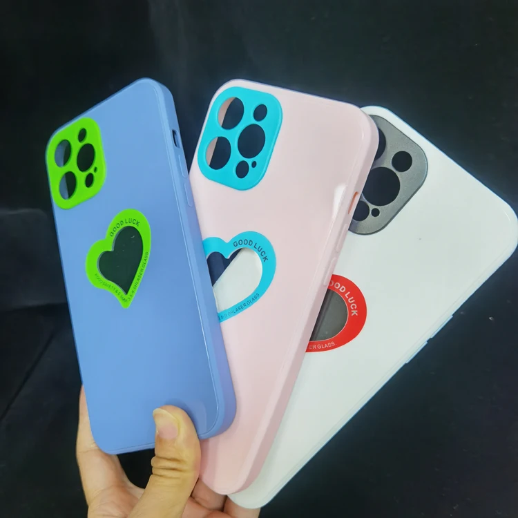 

Newest Openwork Mobile Phone Logo Colorful Gloss Face TPU Mobile Cell Phone Back Cover Case For Iphone 13, Multi colors