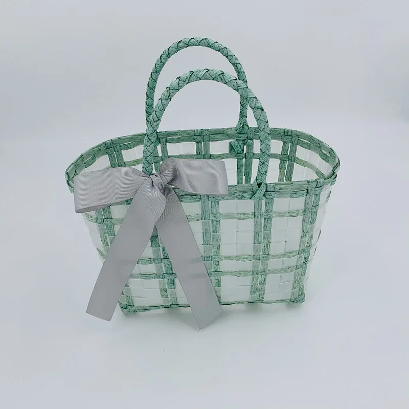 

Waterproof portable beach bag new transparent plastic woven bag