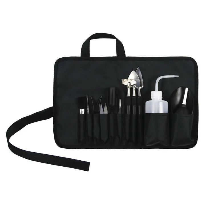 

Indoor Black Foldable Oxford Roll Storage Bag for Garden 13pieces Mini Succulent Hand Tools