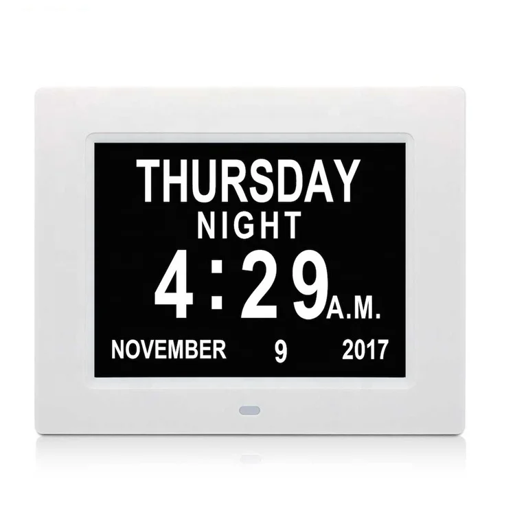 

8 Inch Digital Calendar Clock Dementia Day Alarm Clock Senior Home Care