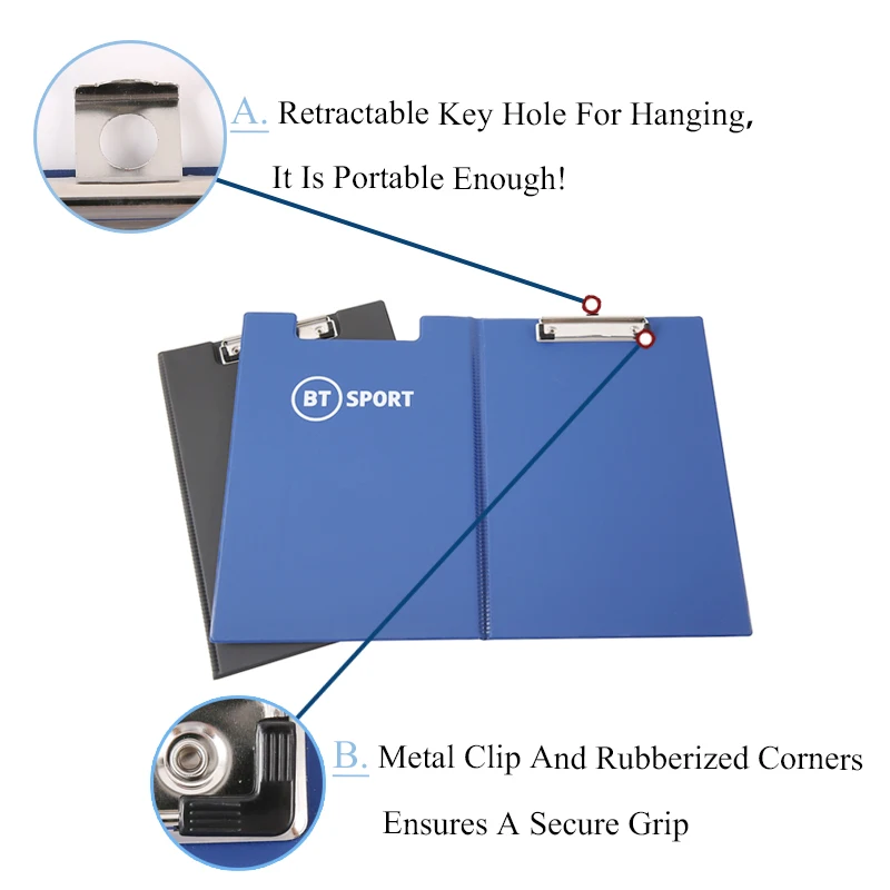 High Quality A4 Size Pvc Clipboard Cover Folder Double Fold Pvc