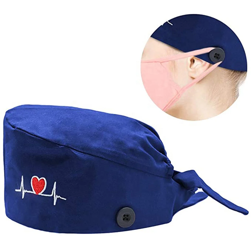 

Breathable Working Caps with Button Adjustable Tie Back Sweatband Hat Medical Cap, As stock or custom