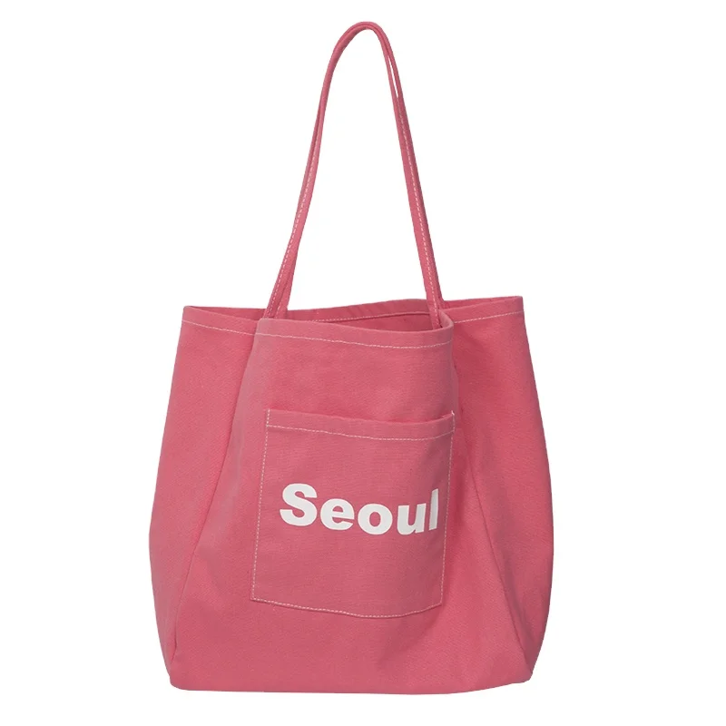 

Wholesale extra large canvas bag with pocket simple casual shopping tote recovery handbag, Customizable