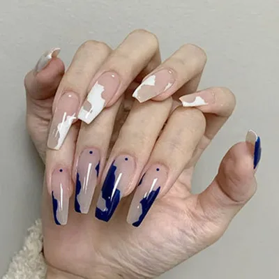 

Premium 24 Pcs Press On French Style Nails Full-cover Acrylic Artificial Nails Colorful Fall Press On Nails NTB017, 10 + coors
