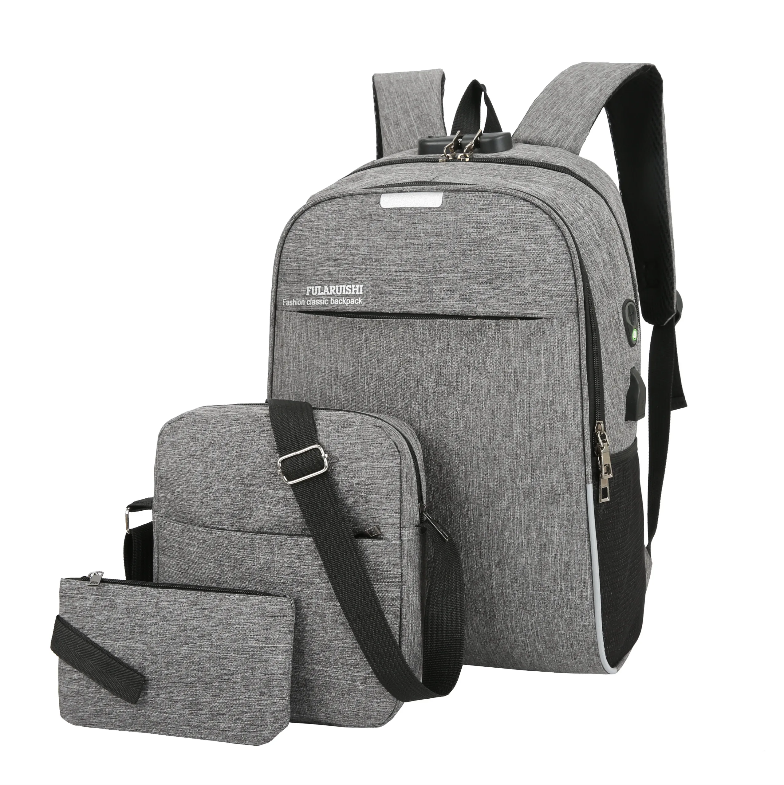 

Anti Theft Travel Bag 15.6 Inch Laptop High Quality Oxford USB Charging Student Backpack Set 3 In 1 School Bags Kids Backpacks