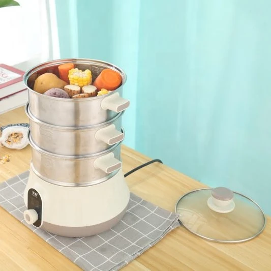 
Industrial 5 layers give steam in 15S PP plastic stainless steel electric mini steam cooking pot 