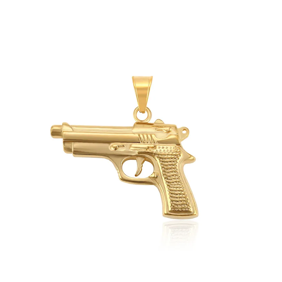 

A00633652 xuping jewelry religious series vintage high quality stainless steel 24K gold-plated toy gun pendant
