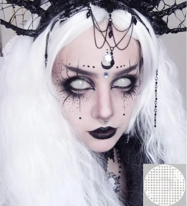 

Realkoko Blind White Black Sclera Wholesale Cosplay Crazy Halloween Color Contact Lenses