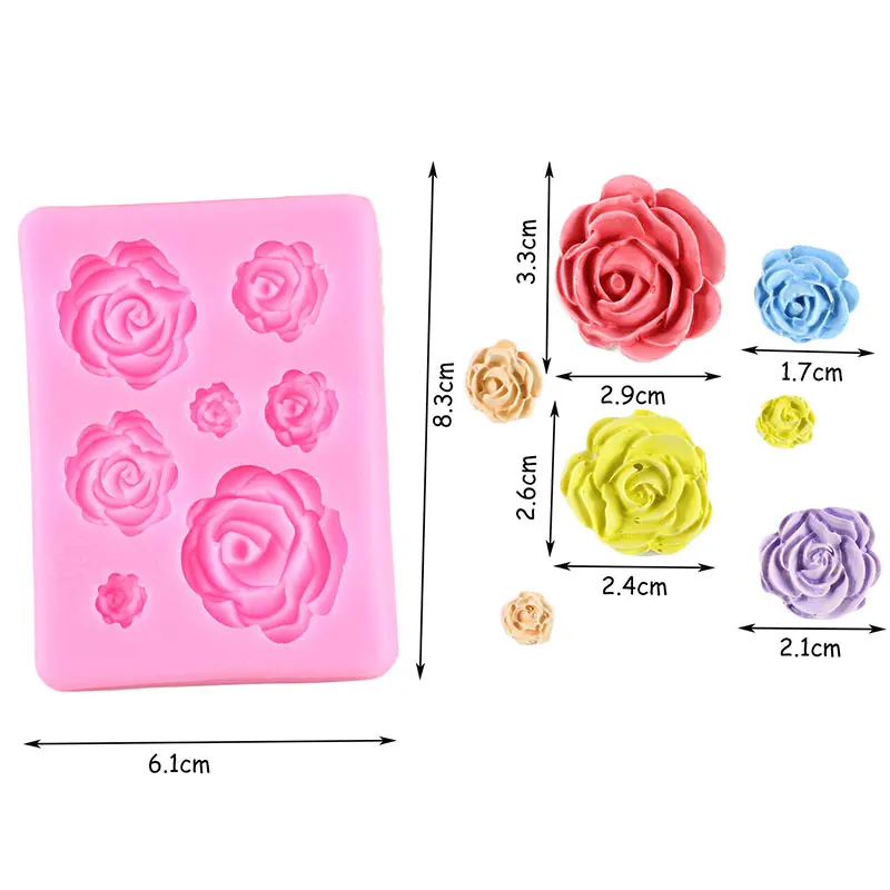 

Large Medium and Small with 3D Rose Flower Silicone Mold DIY Handmade Soap Mold Kitchen Accessories, As photo