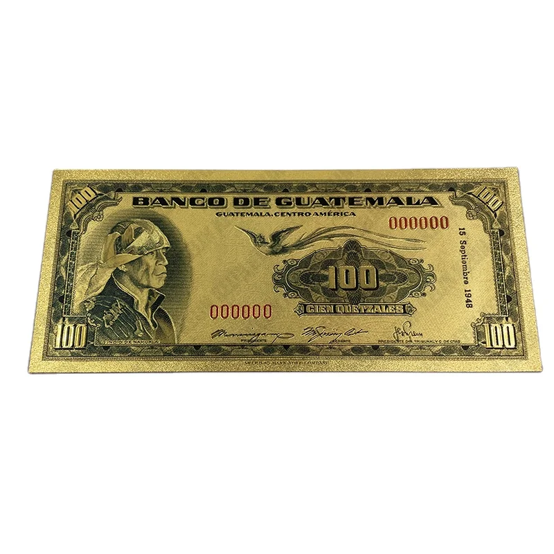 

Ready stock Guatemala money 100 trade card 24k gold foil plated banknote