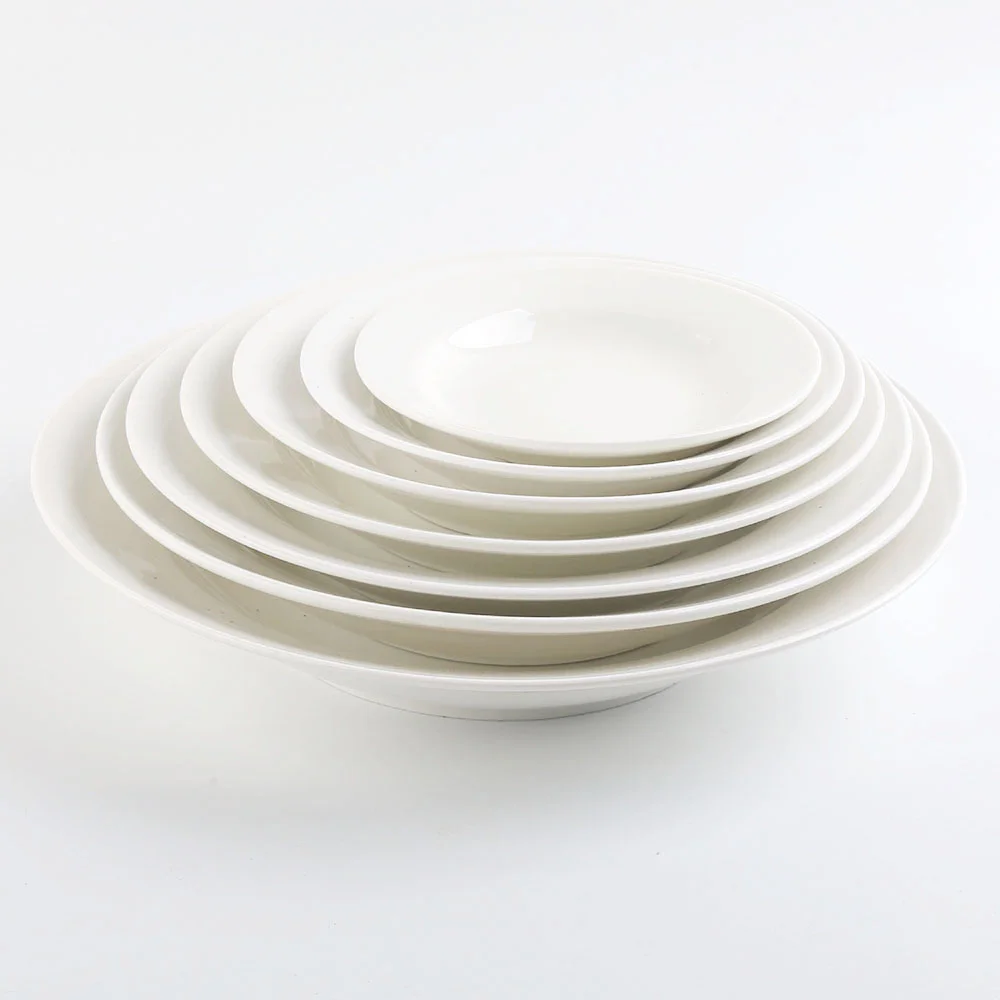 

10 inch Standard Classical Round Deep Porcelain Soup Plate, White