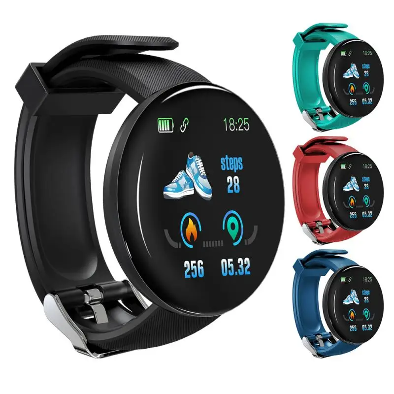

2021 drop shipping D18 Smart Watch Men Women Sport Blood Pressure Round Smartwatch Waterproof Fitness Tracker
