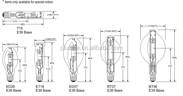 Plusrite Factory Directly Supply Mh Bulb Hps Bulb Metal Halide Lamps ...