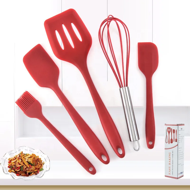 

Household Food Grade Baking Tools Cooking Utensil Kit 5 Set Silicone Kitchen Ware, Customized color