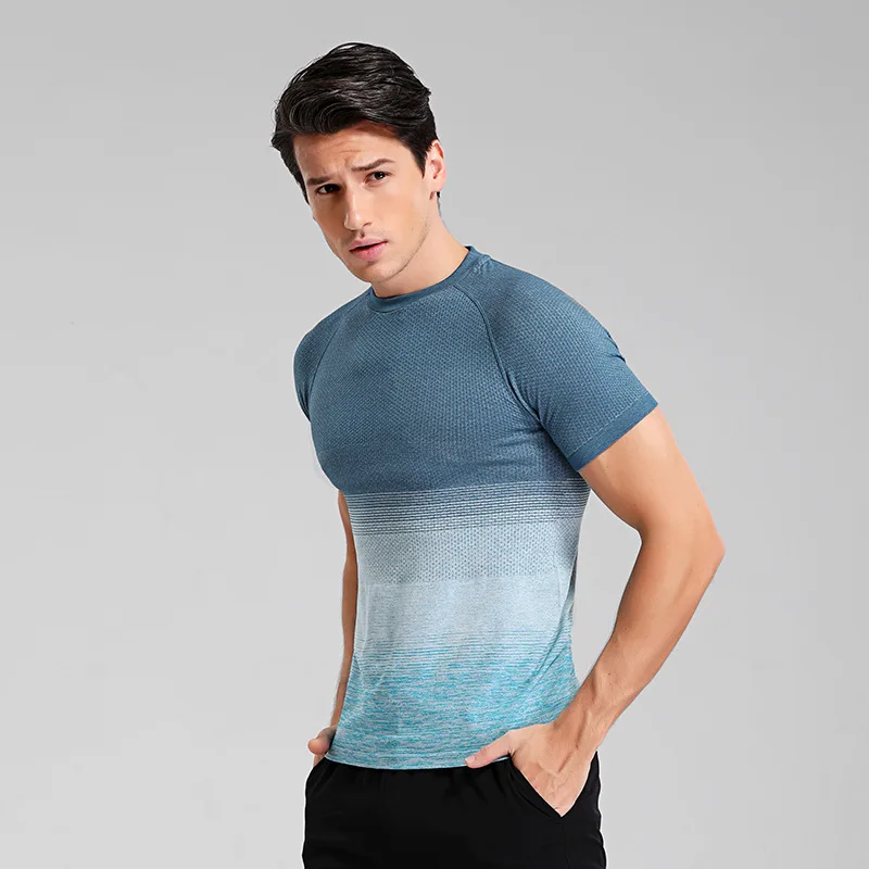 

High Quality quick-dry breathable Men Short Sleeve Fitness Clothing Compression Sport Gym men's T-shirt, As picture showed