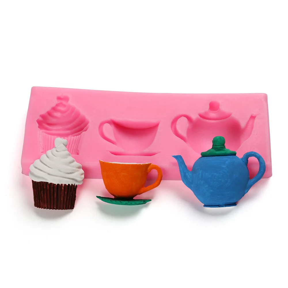 

DIY Baking Tools Small Cake Water Cup Kettle Shape Fondant Cake Chocolate Clay Silicone Mold Baking Pastry Accessories Supplies