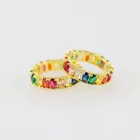 

gold plated color rainbow cz stainless steel ring