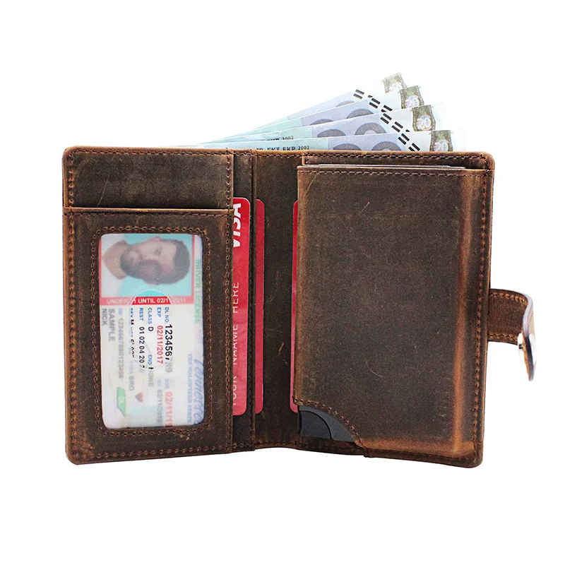 

Wholesale Genuine Mens Real Custom Luxury Minimalist Rfid Blocking Cheap Custom Optional Automatic Pop UP Leather Wallet