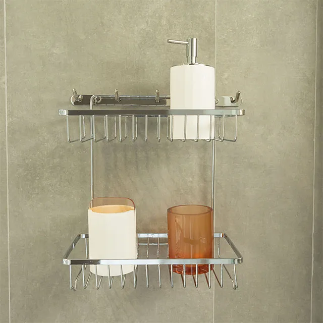 

No punching on the 2-layer shelf in the bathroom and toilet metal toilet shelf Convenient to take