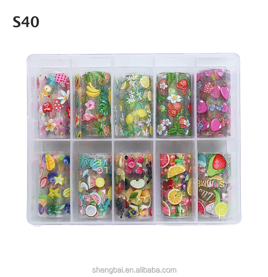 

Wholesale Eco-Friendly Laser Fruit 3D Strawberry Nail Art Transfer Foil Nail Decoration Sticker, Colorful