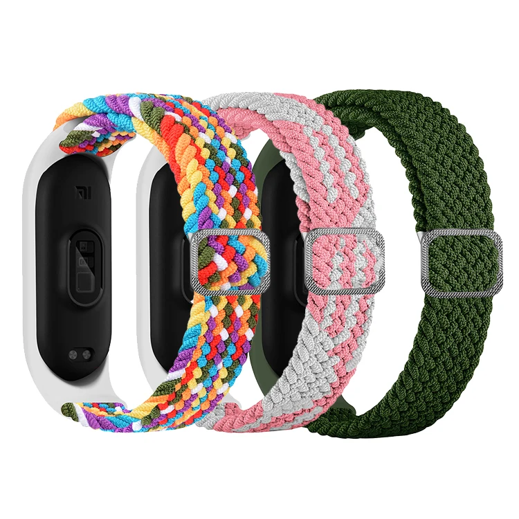

New Sport Wristband Adjustable Braided Elastic Nylon Strap For Xiaomi Mi Band 6/4/5